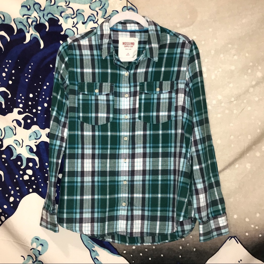 Blue/green Flannel Button-up